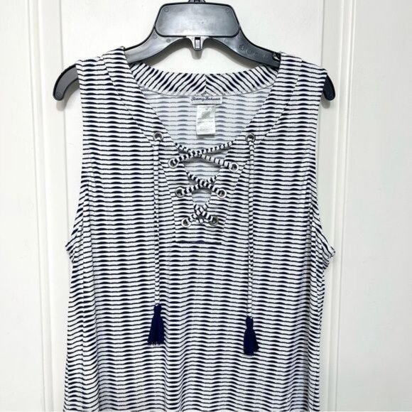 TOMMY BAHAMA Lace Up Spa Dress With Grommet Trim in Nautical Size M - Picture 7 of 10